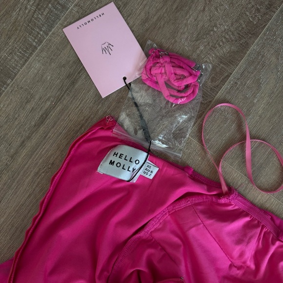 HELLO MOLLY dancing out midi dress hot pink Vibrant Pink Strapless Dress - Picture 6 of 7